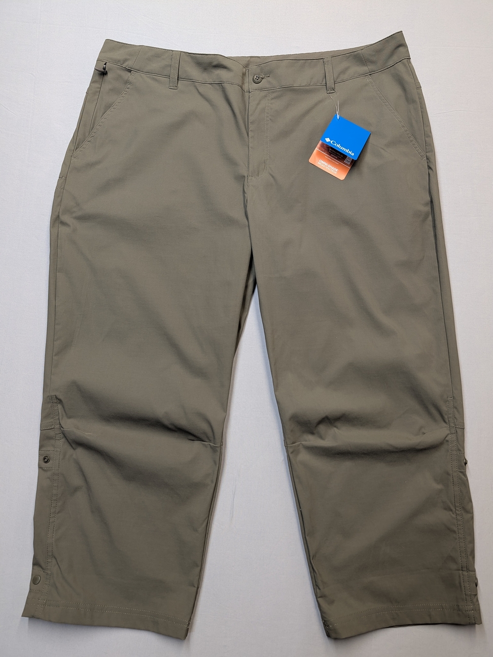 NWT Columbia Leslie Falls II Capri Pants Womens Sz 16W Omni-Shade Hiking Green